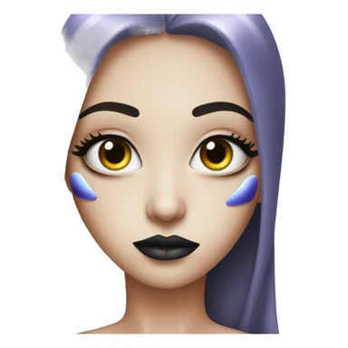 Alien with mascara and lipliner and lip gloss on face sticker