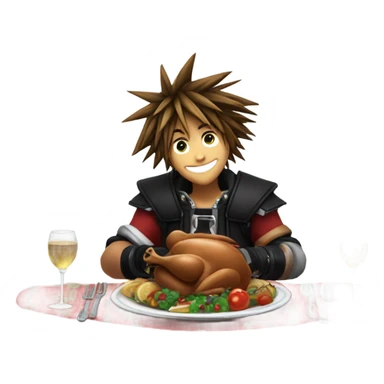 sora from kingdom hearts having christmas dinner sticker