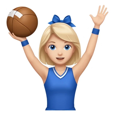 football cheerleader, holding a cheering ball, blue sticker