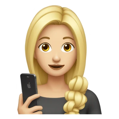 Blonde content creator holding a phone sticker