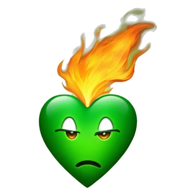 Green heart on fire  sticker
