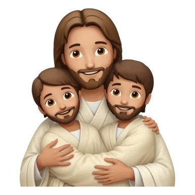 Jesus smiling, hugging two children sticker