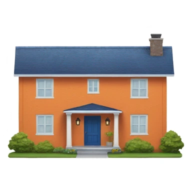 Sapphire colored ranch style house, orange front door  sticker