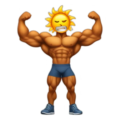 the sun as a bodybuilder, flexin his biceps sticker