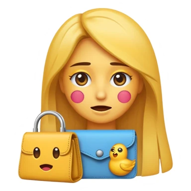 Emoji de chica muy desesperada, llorando, con ojos grandes y lágrimas, sosteniendo una billetera vacía al revés, estilo emoji minimalista, dramatismo exagerado, fondo transparente. sticker