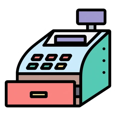 cash register with money drawer open sticker