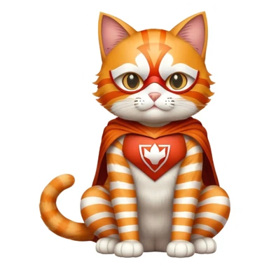 cat full body sitting with superhero mask sticker