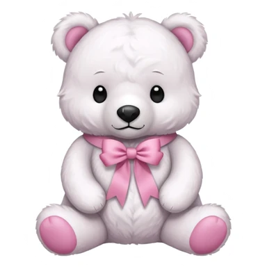 white bear with pink ribbon sticker