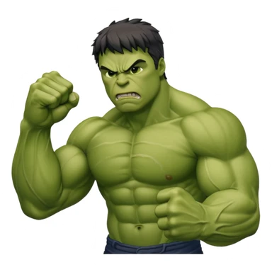 Create the Hulk punching his right fist into his left hand in anger. Hulk Smash sticker