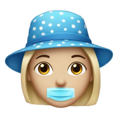 clean girl with blue face mask and polkadot black hat  sticker