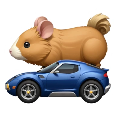 Side view of Midnight blue Local Motors Rally Fighter driven by a Guinea pig  sticker