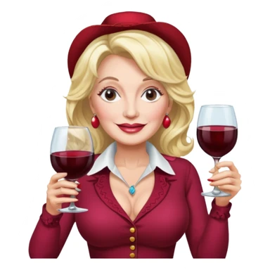 Dolly Parton with a huge glass of wine sticker