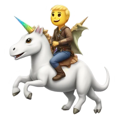 dinosaur riding an unicorn  sticker