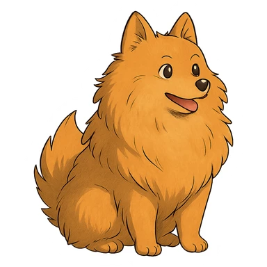 ghibli style German Spitz dog sticker