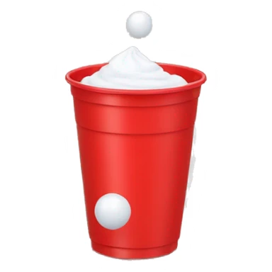 red plastic cup with a white small ball falling in sticker