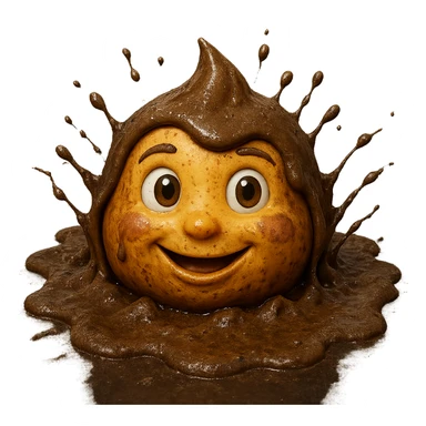 Make the muddy puddle with splashes look more realistic with dynamic water splash effects and natural mud textures, keeping the transparent background. sticker