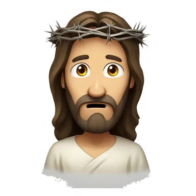 Scared Jesus, crown of thorns, big frown sticker