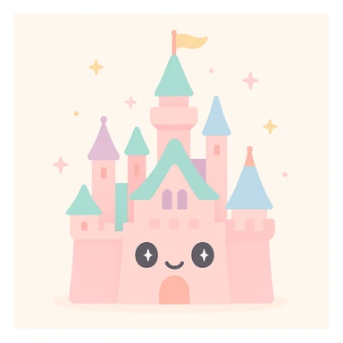 Disneyland castle, magical, pastel colors, dreamy, iconic silhouette sticker