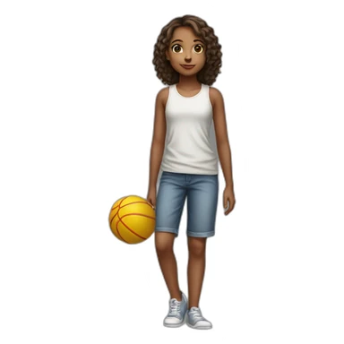 a young girl with a ball in full growth sticker