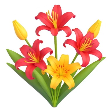 red and yellow lily flower, with a soft shadow sticker