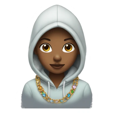 girl in hoodie with jewelry sticker