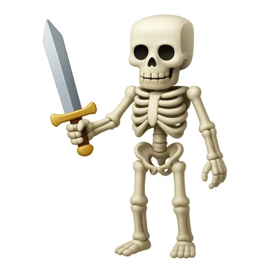 Make the Minecraft skeleton hold a sword in the apple style emoji sticker