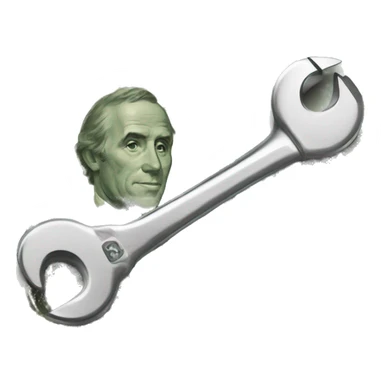 spanner on a one dollar bill sticker