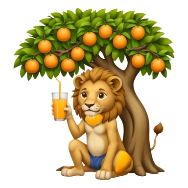 ی شیر ک ب درخت تکیه داده وآب پرتقال میخوره  sticker