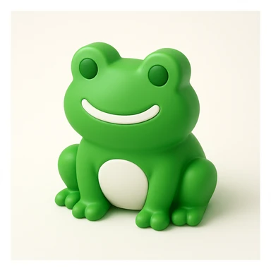 green 3D frog with a big smile sticker