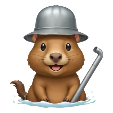 laughing capybara with a stainless steel tube hat sticker