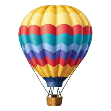 a clear sky and distant hills in the background with A colorful hot air balloon floating gracefully above the ground. The balloon's vibrant colors stand out against the soft clouds, capturing the peaceful yet adventurous spirit of hot air ballooning. sticker