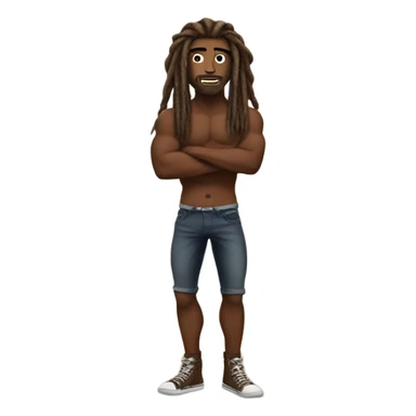Flexing brown with tattoos and long dreadlocks  sticker