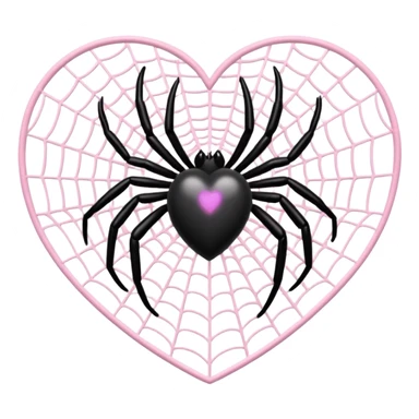 Black heart with light pink spiderwebs sticker