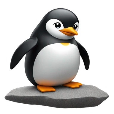 penguin on a rock wings spread out head facing up sticker