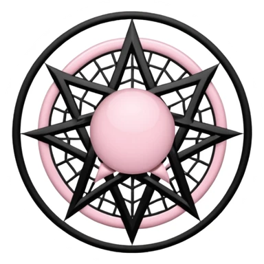 Light pink pentacle with black spiderwebs sticker