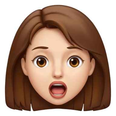 Woman brown hair. Mouth open. Not smiling sticker