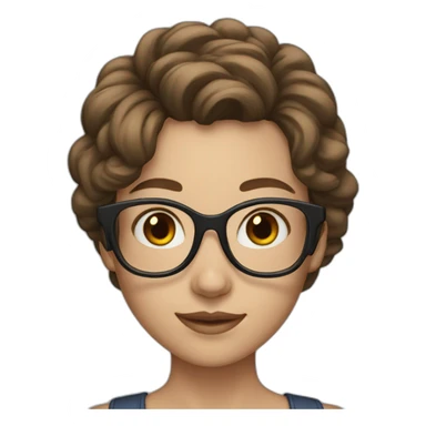 Girl with clear glasses, brown mid length hair, blue eyes sticker