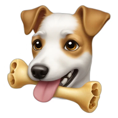 Russel terrier licks bone sticker