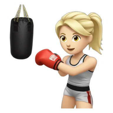 white blonde girl punching a muay tai boxing bag sticker
