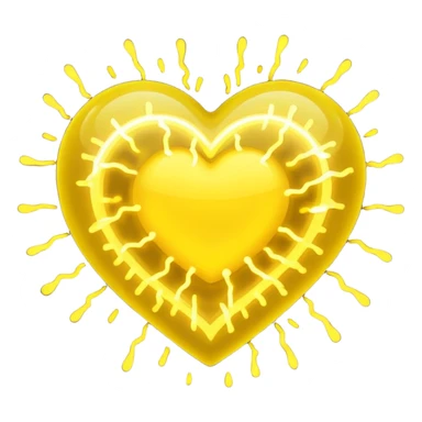 yellow heart pulsating with yellow energy particles sticker
