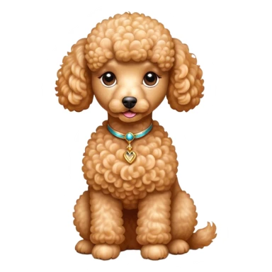 Cinematic Noble Apricot Poodle Portrait Emoji, Poised and regal, with a refined, elegant build and a meticulously groomed, curly apricot Fur, deep-set soulful warm eyes, Simplified yet sharp and sophisticated features, highly detailed, glowing with a soft, dignified glow, high shine, intelligent and graceful, stylized with an air of sophistication, focused and attentive, soft glowing outline, capturing the essence of a watchful and confident companion, so majestic it feels as though it could prance out of the screen with effortless authority! sticker