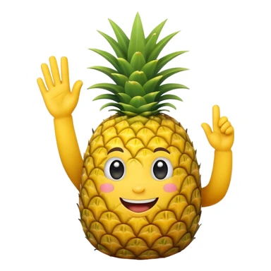 cartoon pineapple waving with one hand sticker