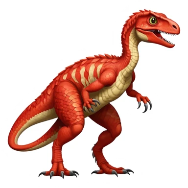 Red velociraptor with 2 legs 2 arms and 1 tail  sticker