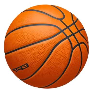 Cinematic Realistic image of a basketball rendered in vivid orange with a pebbled surface texture and crisp stitching details, set against a high-contrast backdrop that highlights its dynamic, sporty essence sticker