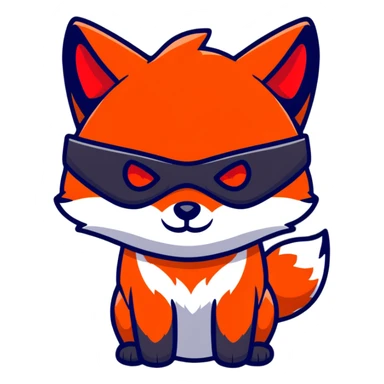 Fox with fiery red eyes, one eye covered with pirate blindfold sticker