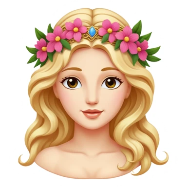 Greek goddess Aphrodite with flowers and a wink sticker