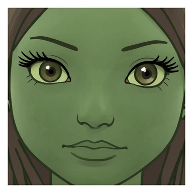 Girl with straight brown hair and brown eyes with long eyelashes sticker