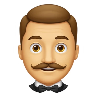Happy yellow circular face of a posh male with a mustache sticker