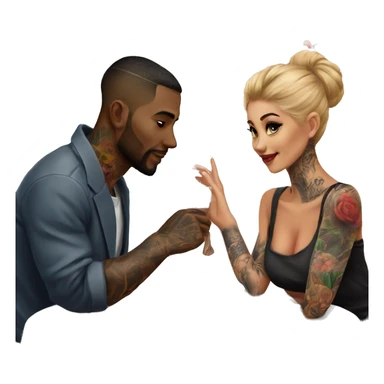 Romantic sushi dinner date for beautiful tattooed couple sticker