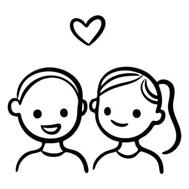 Two friends with heart symbol between them, representing close friendship. Include the text "Близкие друзья" sticker